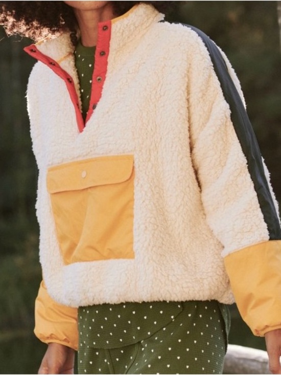 THE GREAT. Jackets & Blazers - The Great x Eddie Bauer color-block Teddy Sherpa fleece pullover jacket